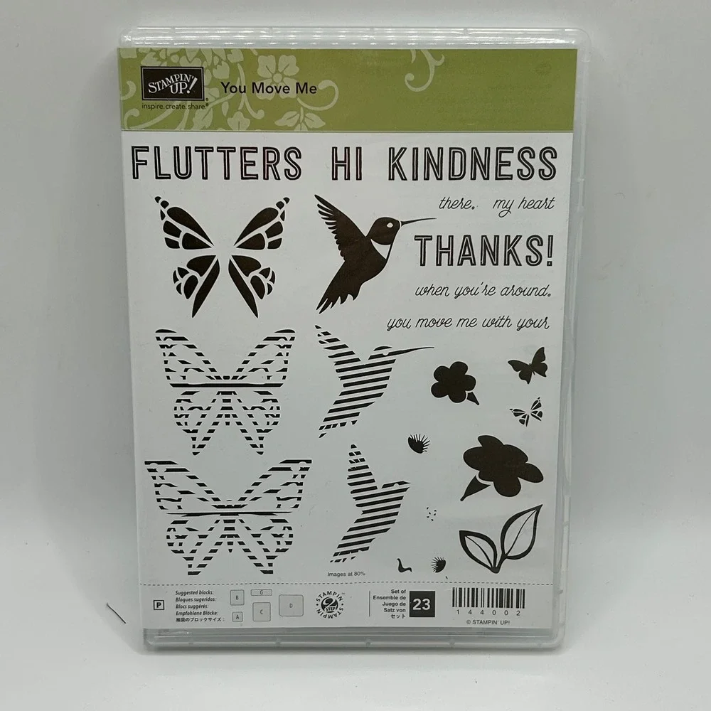 Stampin Up You Move Me 23 Piece Photopolymer Stamp Set 144002 Butterfly Bird‎